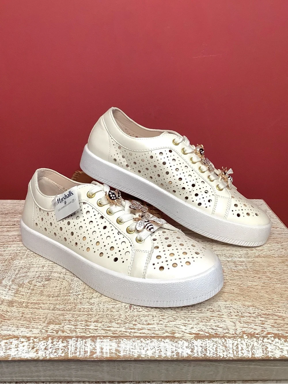 DV Roxanne Off White Airy Platform Sneakers Bee & Butterfly Bling Charms - Picture 6 of 16